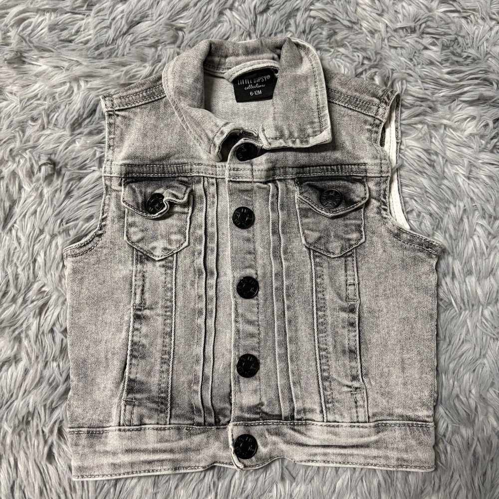 Little Bipsy Gray Denim Vest Baby Boy Infant 6-12 Months